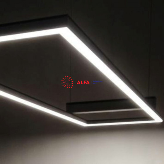 Светильник ALFA-HOLE-BOX-1600 (Квадрат с отверстием 1600*1600*100 мм, S80 мм, 155 Вт, подвесной)