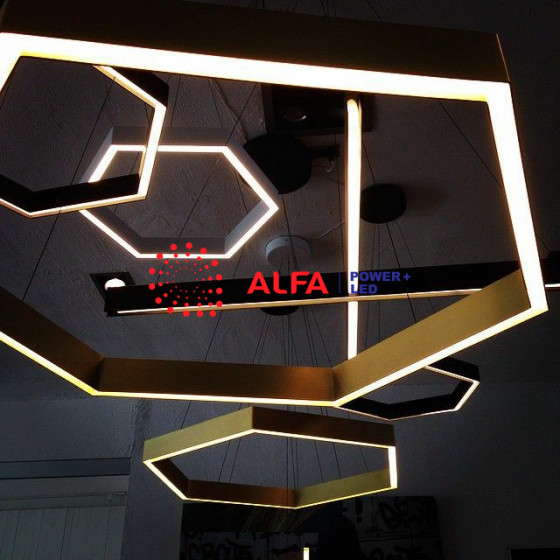 Светильник ALFA-4970-HEXA-3798 (шестиугольник 3798*3289 мм сег. 1899 мм 49*70 мм 288 Вт)
