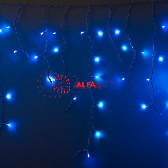 гирлянда Айсикл (бахрома) светодиодный, 2,4 х 0,6 м, 230 В, диоды синие, 88 LED
