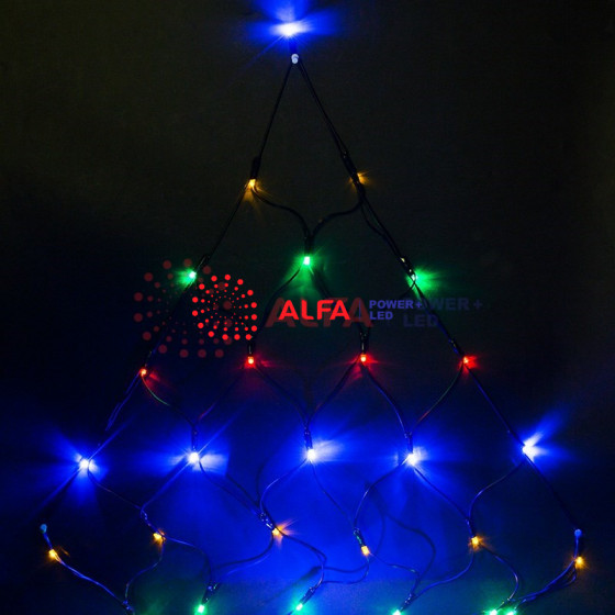 Гирлянда "Сеть" 2х2х1.5м, свечение с динамикой, черный ПВХ, 136 LED, 230 В, цвет: Мультиколор