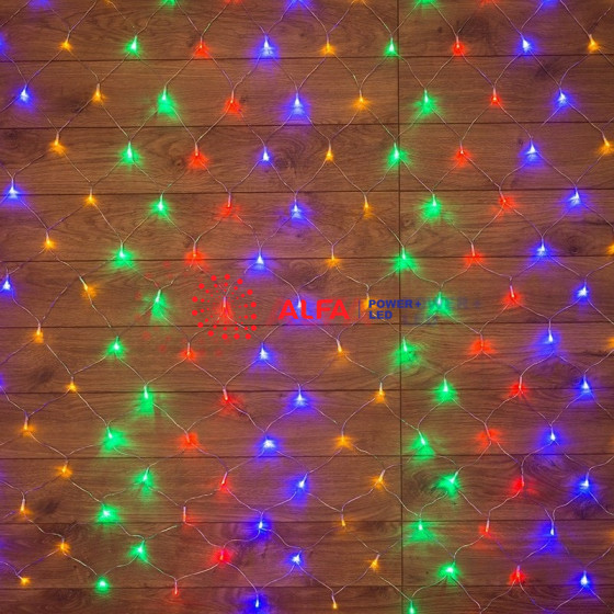 Гирлянда "Сеть" 1,5х1,5м, прозрачный ПВХ, 150 LED Мультиколор